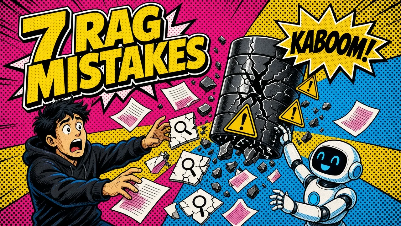 Stylized illustration of a production RAG pipeline under load, with retrieval, reranking, and generation stages showing stress points