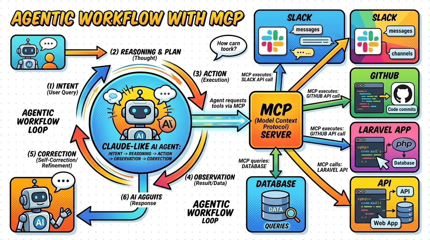 Architecture diagram showing the broken loop between developer, AI, and tools