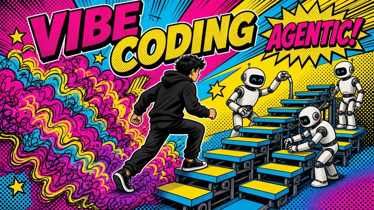 Pop-art illustration of an engineer orchestrating agentic AI workflows across connected dev tools