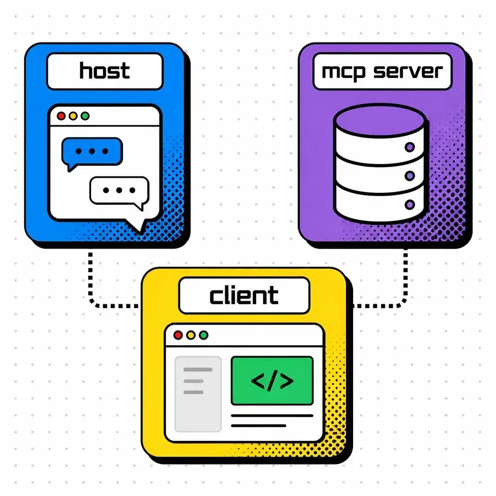 MCP sitting between data sources and AI hosts as a universal translator
