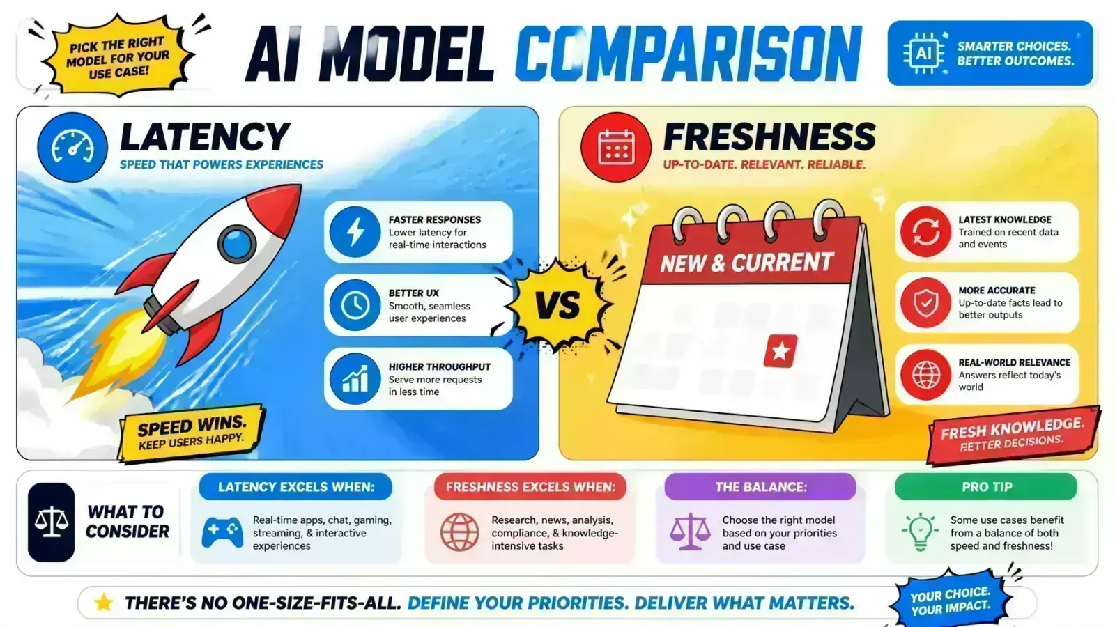 Comparison graphic showing latency vs data-freshness trade-offs