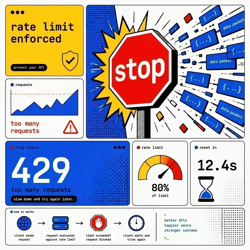 A digital stop sign blocking a flood of data packets